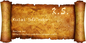 Kulai Sándor névjegykártya